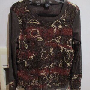 Tribal artsy Mesh Top Womens l xl